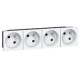 Prise multi supports Prog Mosaic - 4x2P+T à 45° - bornes auto - 8 mod - Blanc