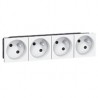 Prise multi supports Prog Mosaic - 4x2P+T à 45° - bornes auto - 8 mod - Blanc