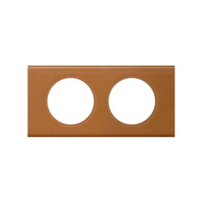 Plaque - Matière - 2 postes - Cuir caramel 