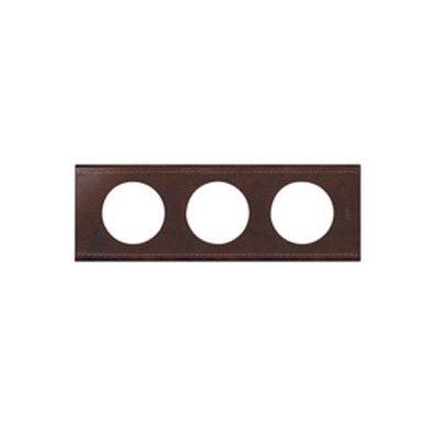 Plaque - 3 postes - Cuir brun texturé 