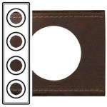 Plaque - 4 postes - Cuir brun texturé 