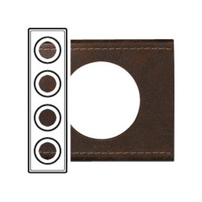 Plaque - 4 postes - Cuir brun texturé 