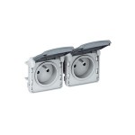 Prises 2x2P+T horizontal précâblées Programme Plexo composable gris - 16A - 250 V 