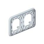 Support plaque - pour encastré Programme Plexo composable gris - 2 postes horizontaux 