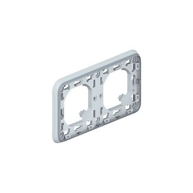 Support plaque - pour encastré Programme Plexo composable gris - 2 postes horizontaux 