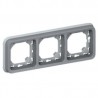 Support plaque - pour encastré Programme Plexo composable gris - 3 postes horizontaux