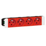 Prise pour goulotte clippage direct Programme Mosaic - 4x2 P+T - 8 modules - Rouge 