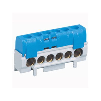 Bornier de répartition neutre - 1 connexion 10 à 35 mm² - bleu - L 62 mm - Boîte de 10 pièces 
