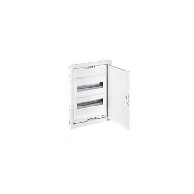 Coffret encastré - porte isolante galbée - 2 rangée - 24+4 modules - blanche 