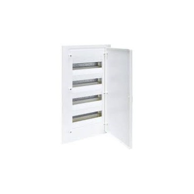 Coffret encastré - porte métal extra plate - 4 rangée - 48+8 modules - blanche   