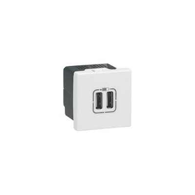 Alimentation USB 230 V / 5 V - 2 ports - 2 modules - blanc