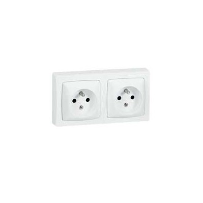 Prises 16A - 2x2P+T bornes auto Saillie complet - blanc